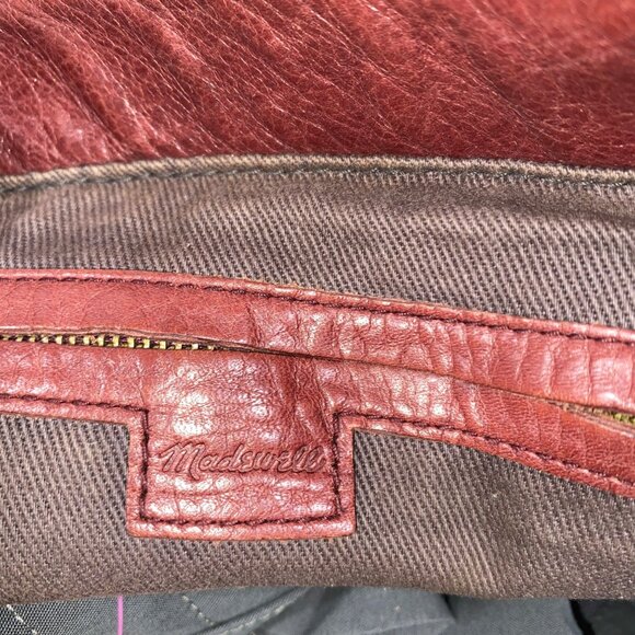 Madewell Womens Large pebbled Leather Transport Tote Bag wine Brown 2018 neutral - Picture 3 of 15